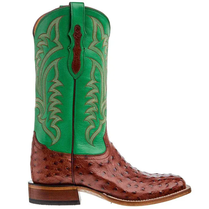 Tony Lama Men's Tobac & Green Full Quill Ostrich Exotic Boots EP8276 - Image 3