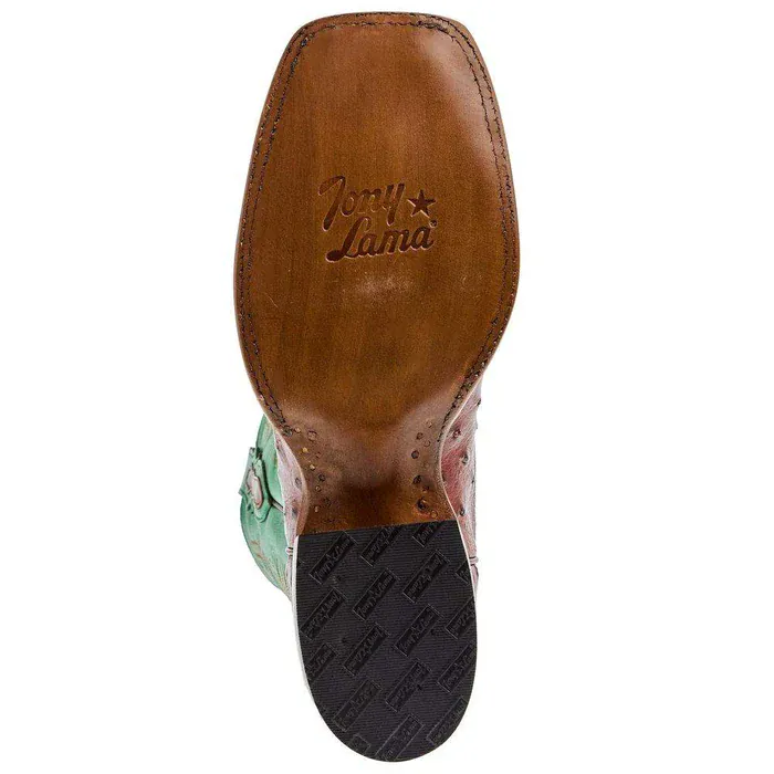Tony Lama Men's Tobac & Green Full Quill Ostrich Exotic Boots EP8276 - Image 5