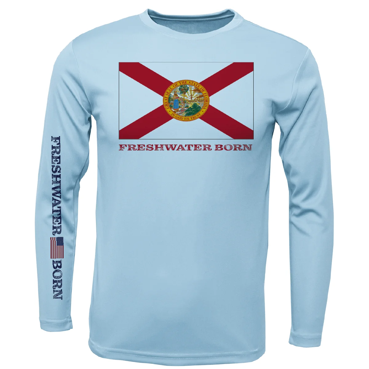 Florida Flag Freshwater Born Men's Long Sleeve UPF 50+ Dry-Fit Shirt - Image 5