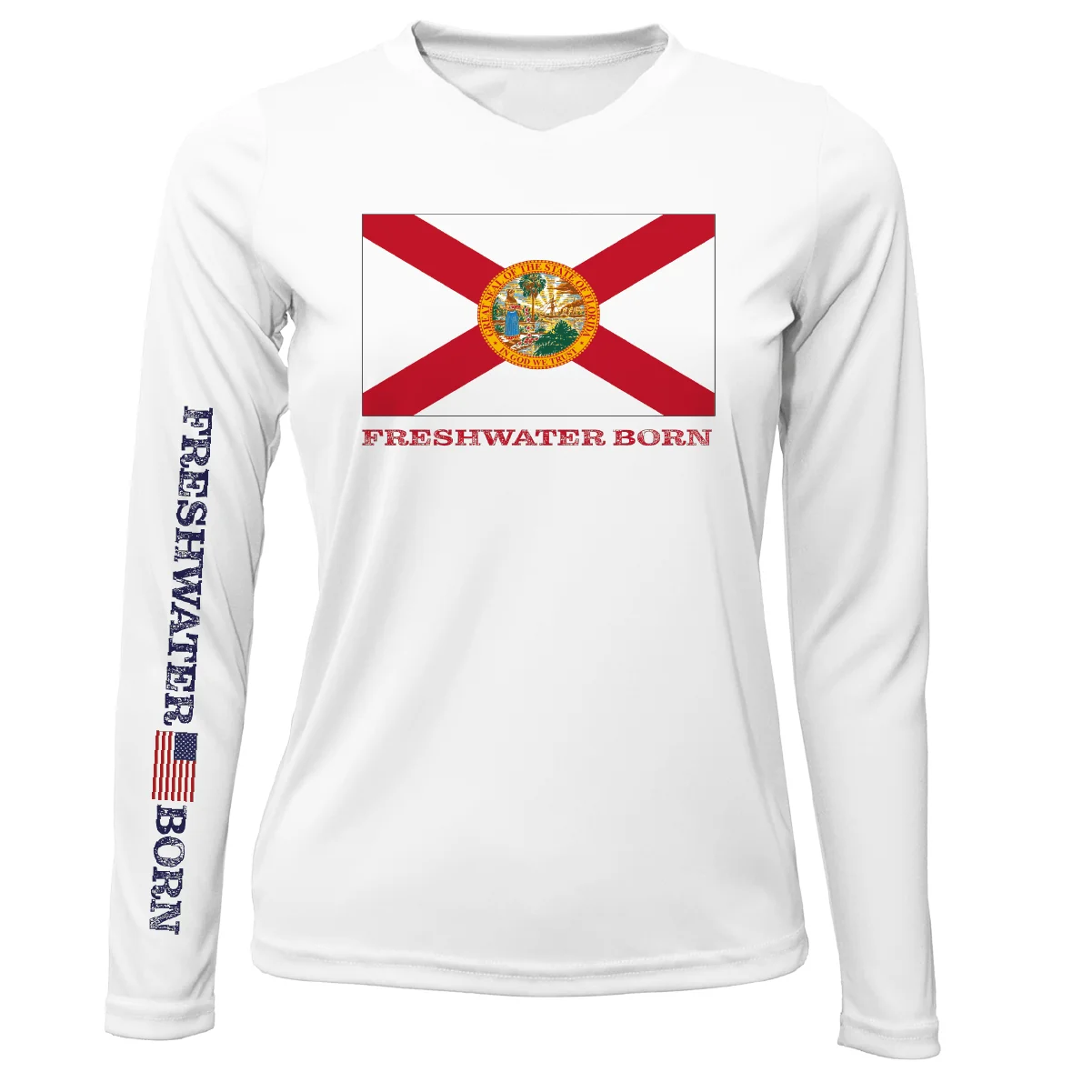 Florida Flag Freshwater Born Women's Long Sleeve UPF 50+ Dry-Fit Shirt - Image 3