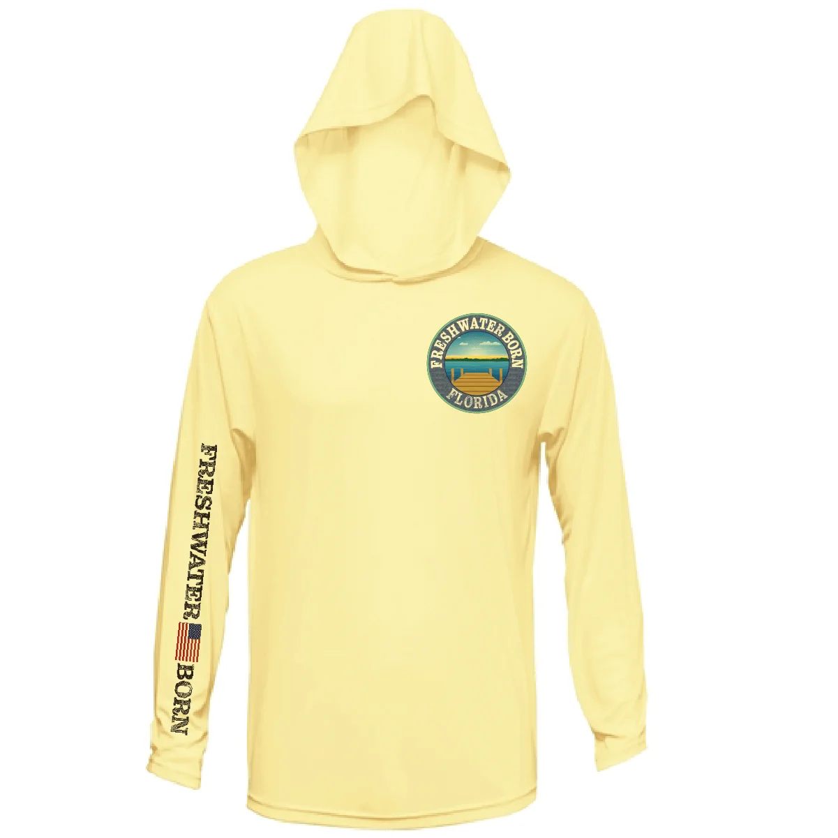 Florida Freshwater Born "Surrender The Booty" Men's Long Sleeve UPF 50+ Dry-Fit Hoodie - Image 4