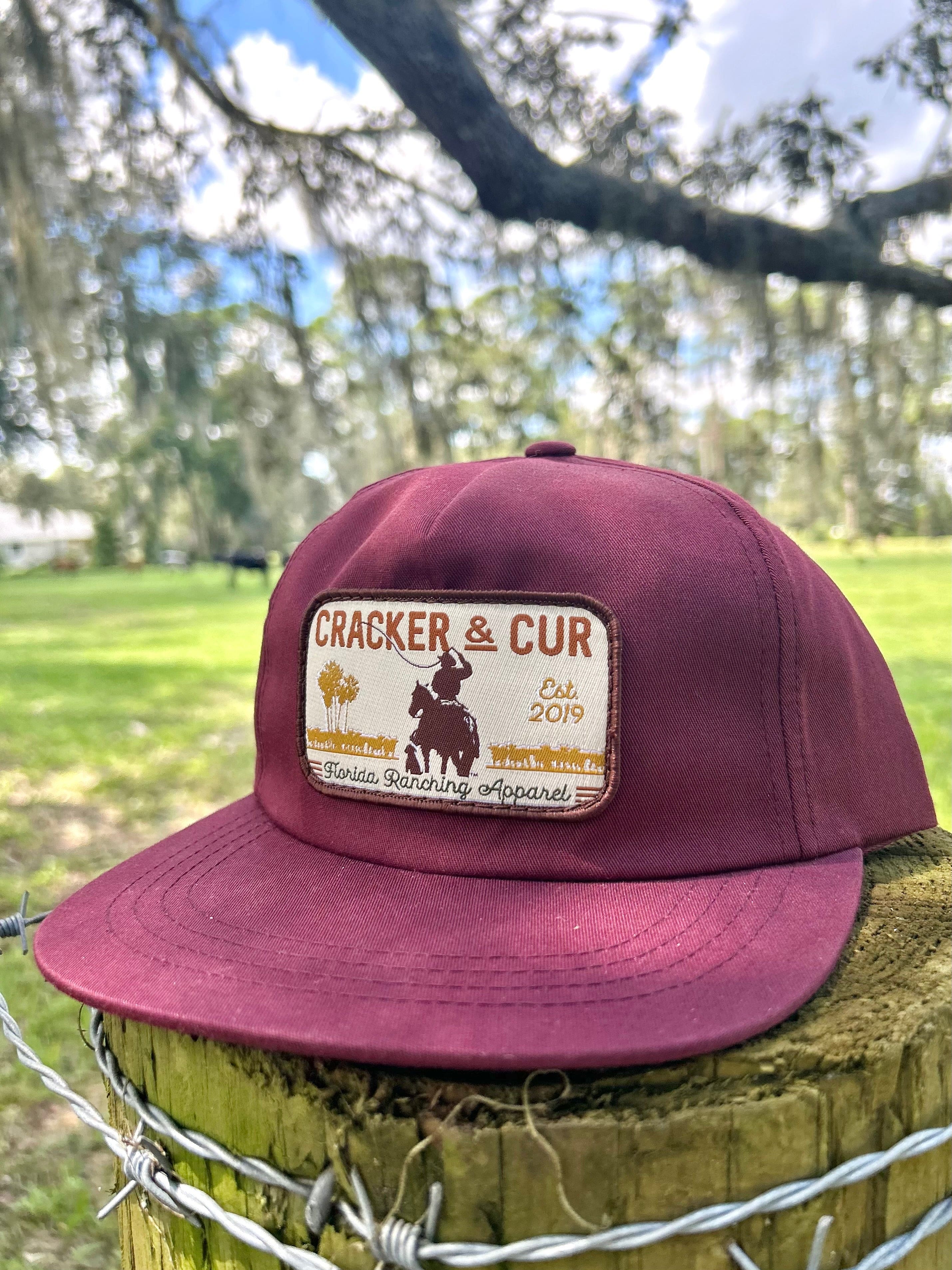 Florida Ranching Patch Hat - Maroon Flatbill