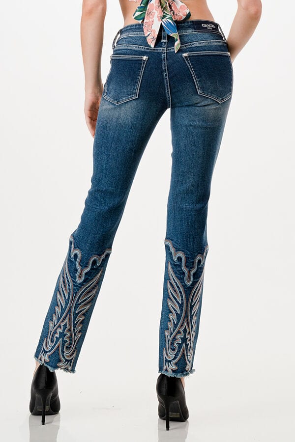 Grace in LA Dark Wash Easy Fit Women's Straight Leg Jeans ET81688