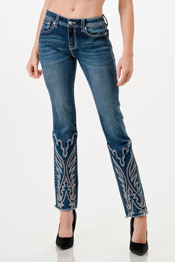 Grace in LA Dark Wash Easy Fit Women's Straight Leg Jeans ET81688 - Image 2