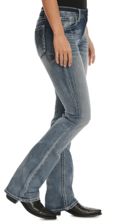 Grace in LA Women's Diamond Embossed Mid Rise Bootcut Jeans EB61838 - Image 2