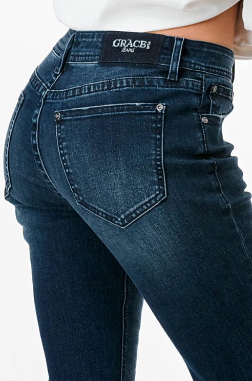 Grace in LA Women's Distressed Mid Rise Bootcut Jeans EB9568 - Image 3