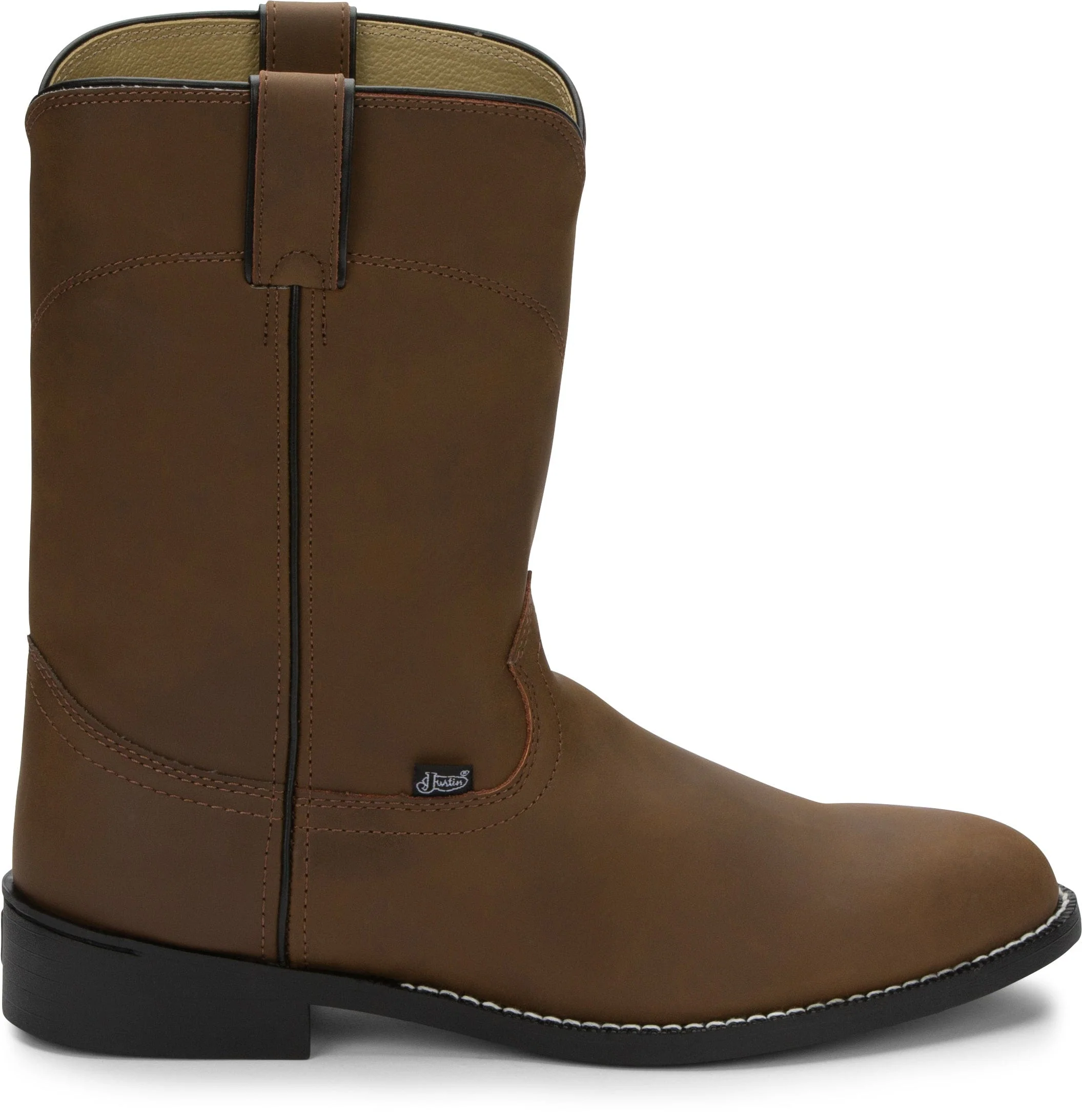 Justin Men's Temple Clay Brown Round Toe Roper Boots JB3001 - Image 2