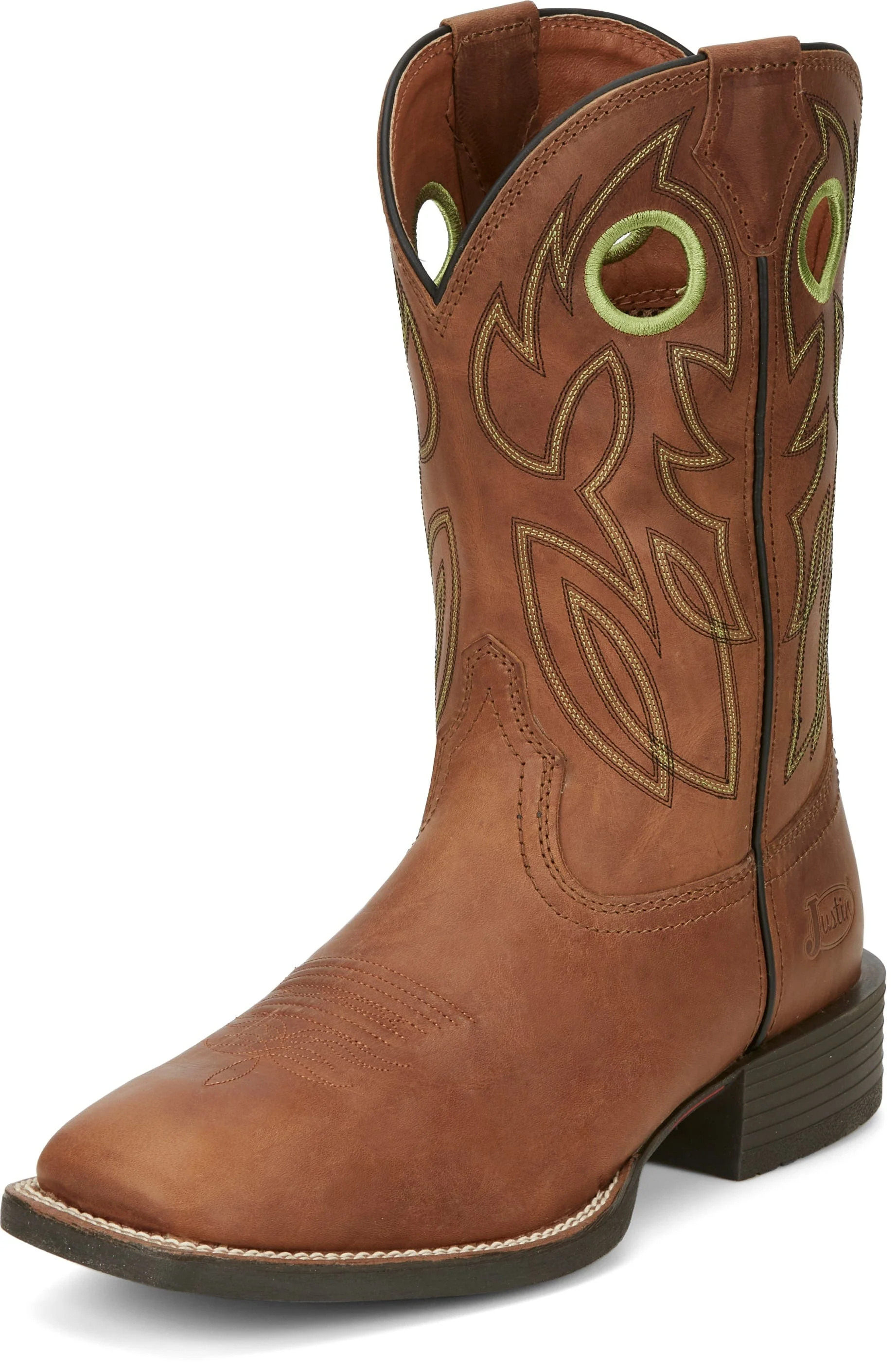 Justin Men’s Bowline Hazel Brown Square Toe Western Boots SE7521 - Image 2