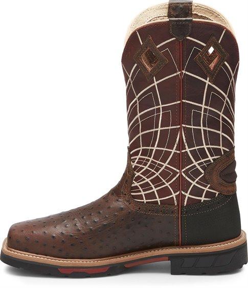 Justin Men’s Derrickman Ostrich Print Comp Toe Work Boots SE4835 - Image 7