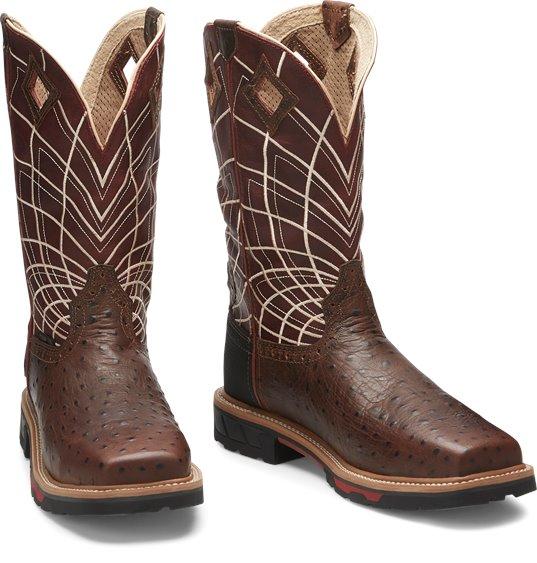 Justin Men’s Derrickman Ostrich Print Comp Toe Work Boots SE4835 - Image 8