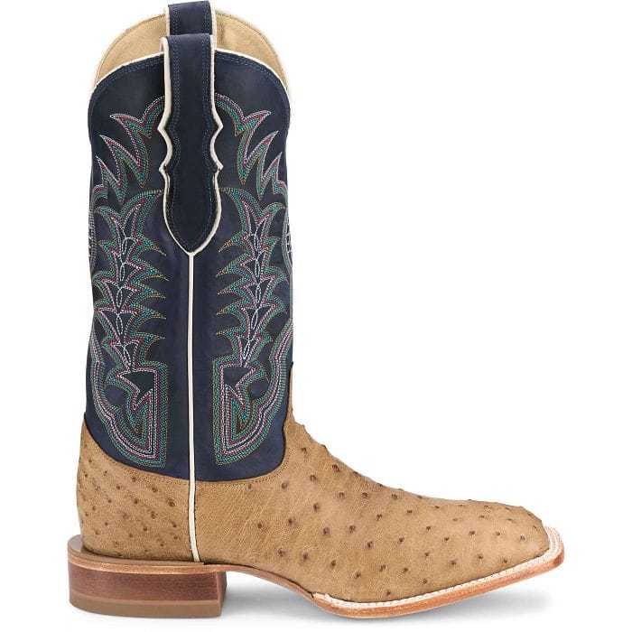 Justin Men's Antique Saddle & Navy Chisolm Full Quill Ostrich Exotic Boots JE8170 - Image 2