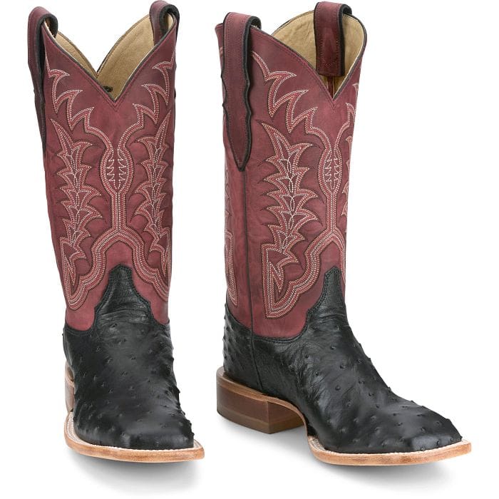 Justin Men's Shadow Black Chisolm Full Quill Ostrich Exotic Boots JE8171 - Image 4