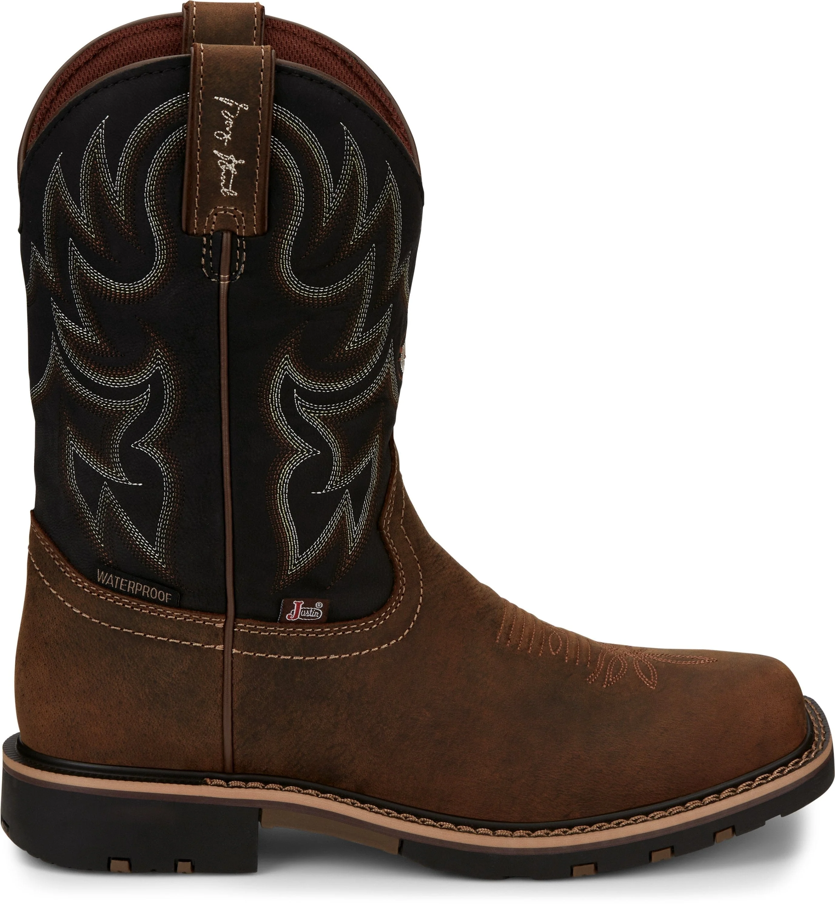 Justin Men's Fireman Brown Square Toe Waterproof Western Work Boots GR9062 - Image 2