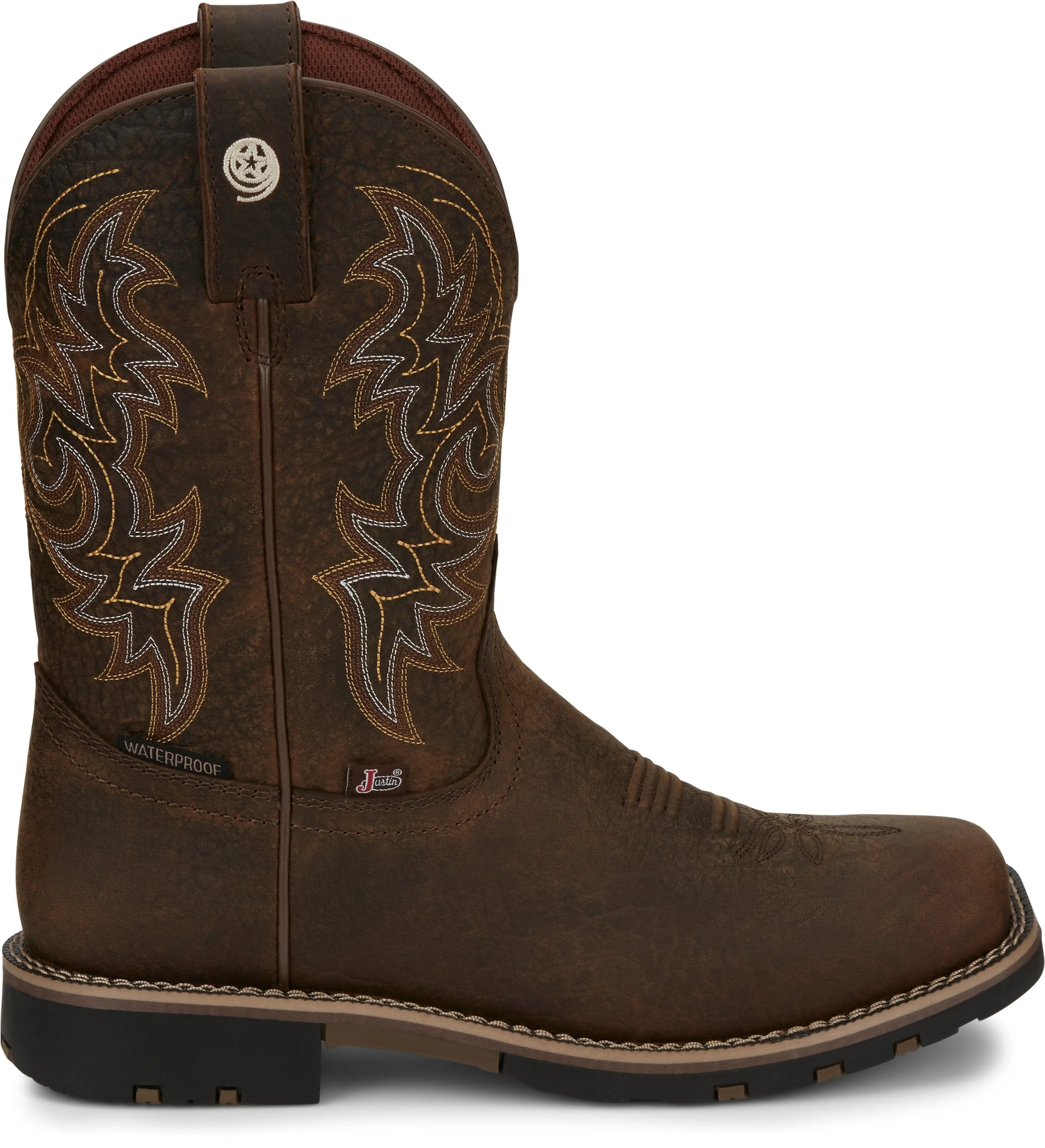 Justin Men's George Strait Fireman Distressed Brown Waterproof Western Work Boots GR9050 - Image 2