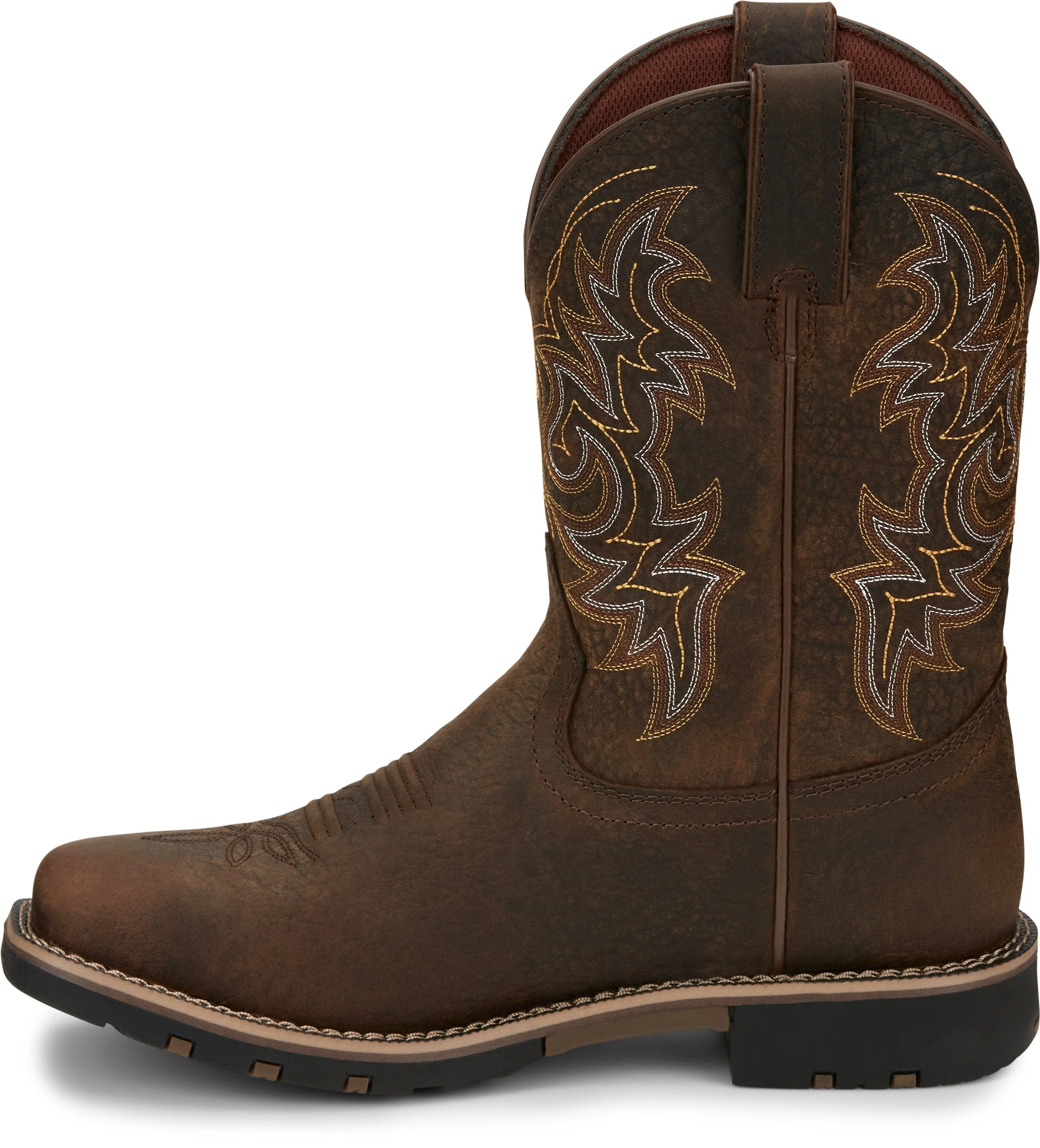 Justin Men's George Strait Fireman Distressed Brown Waterproof Western Work Boots GR9050 - Image 3