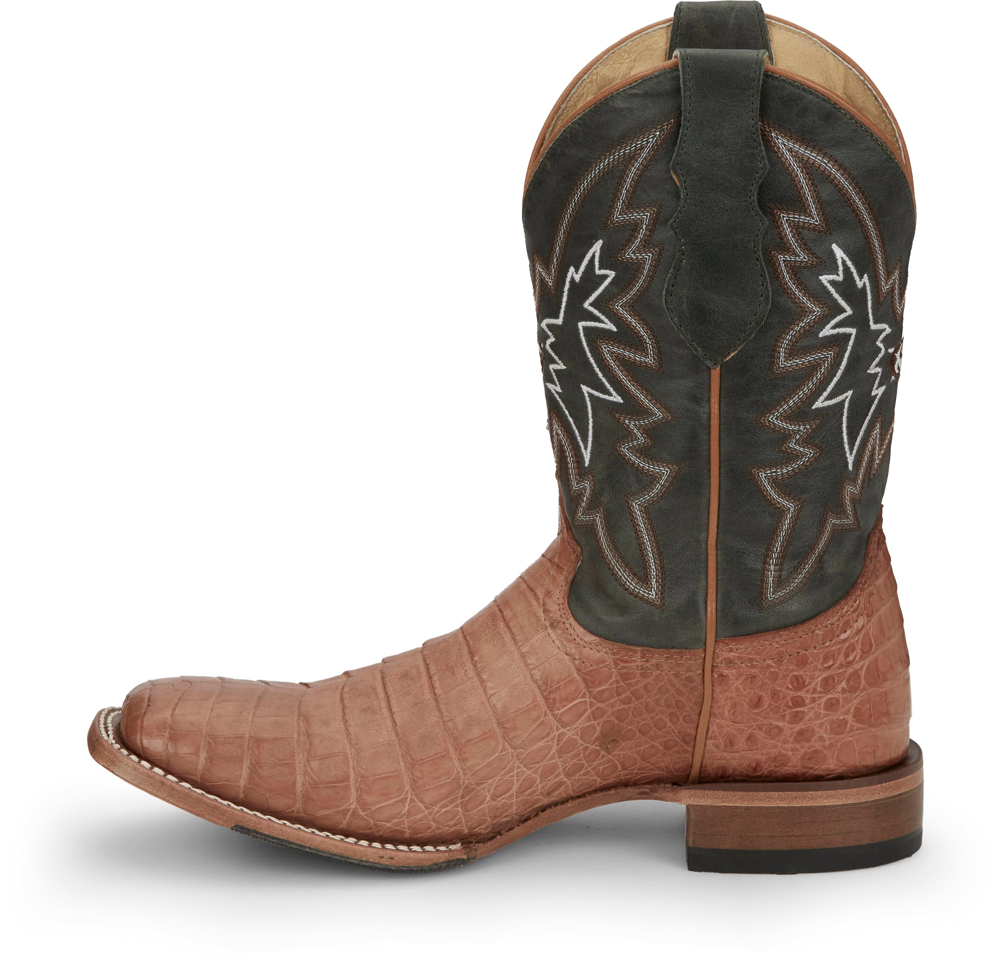 Justin Men's George Strait Haggard Tan Caiman Square Toe Exotic Western Boots GR5706 - Image 5