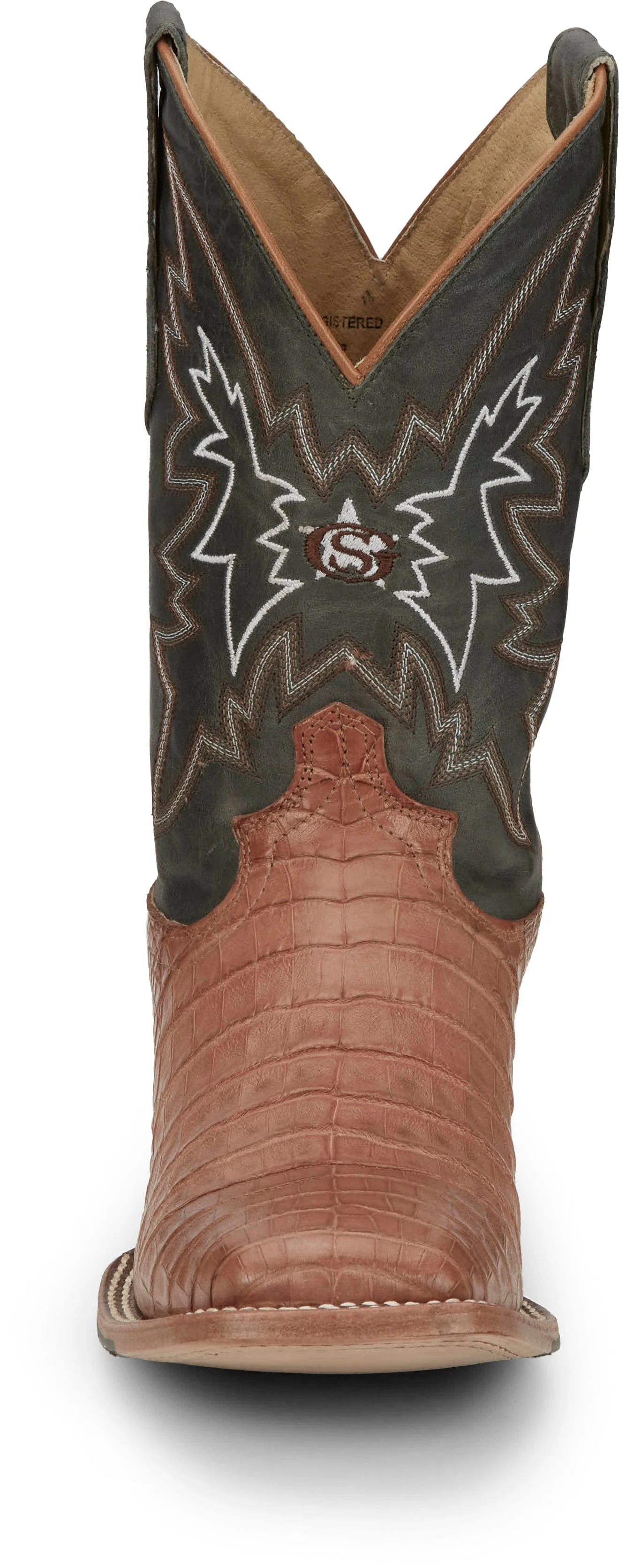 Justin Men's George Strait Haggard Tan Caiman Square Toe Exotic Western Boots GR5706 - Image 7