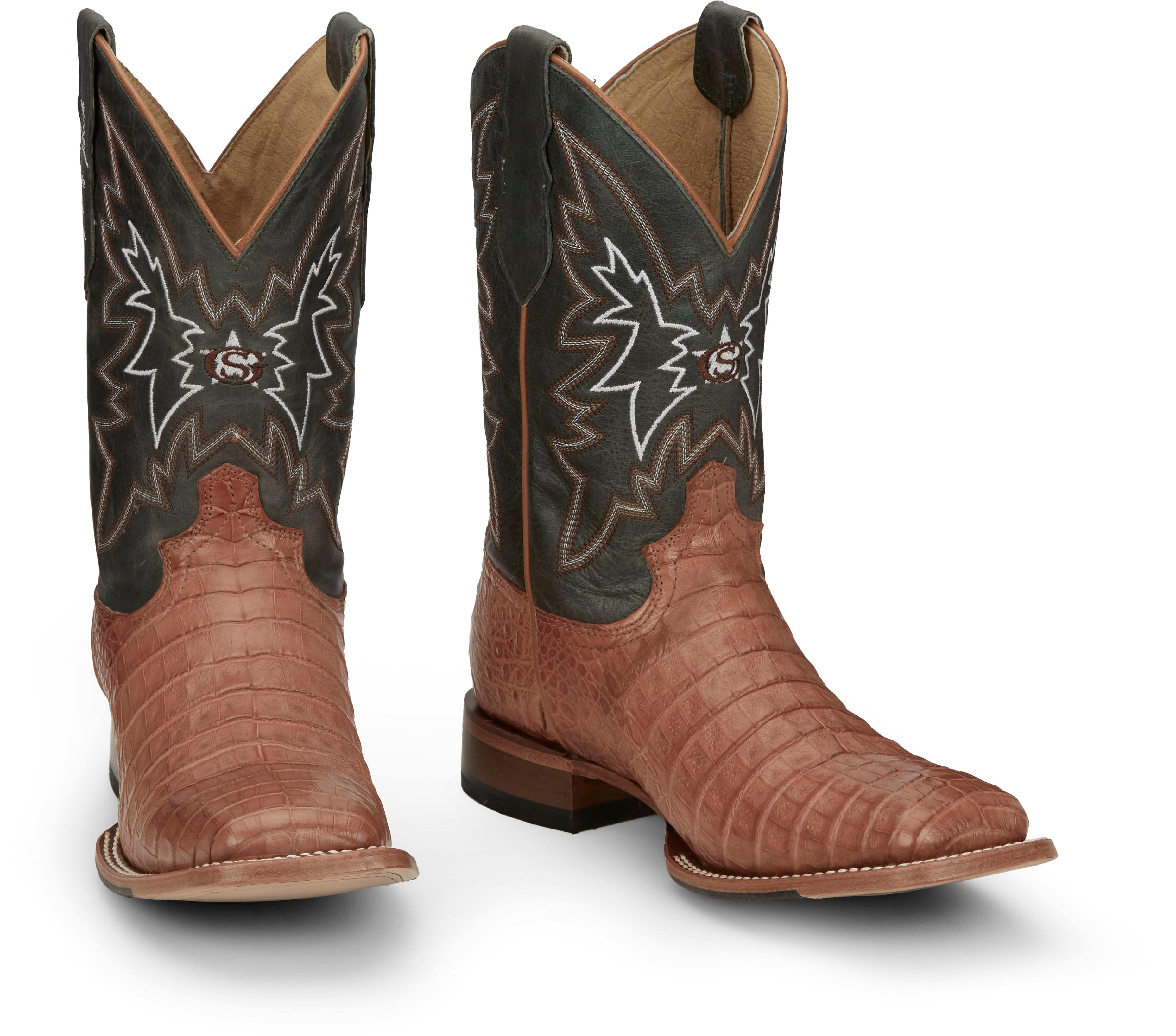 Justin Men's George Strait Haggard Tan Caiman Square Toe Exotic Western Boots GR5706 - Image 9