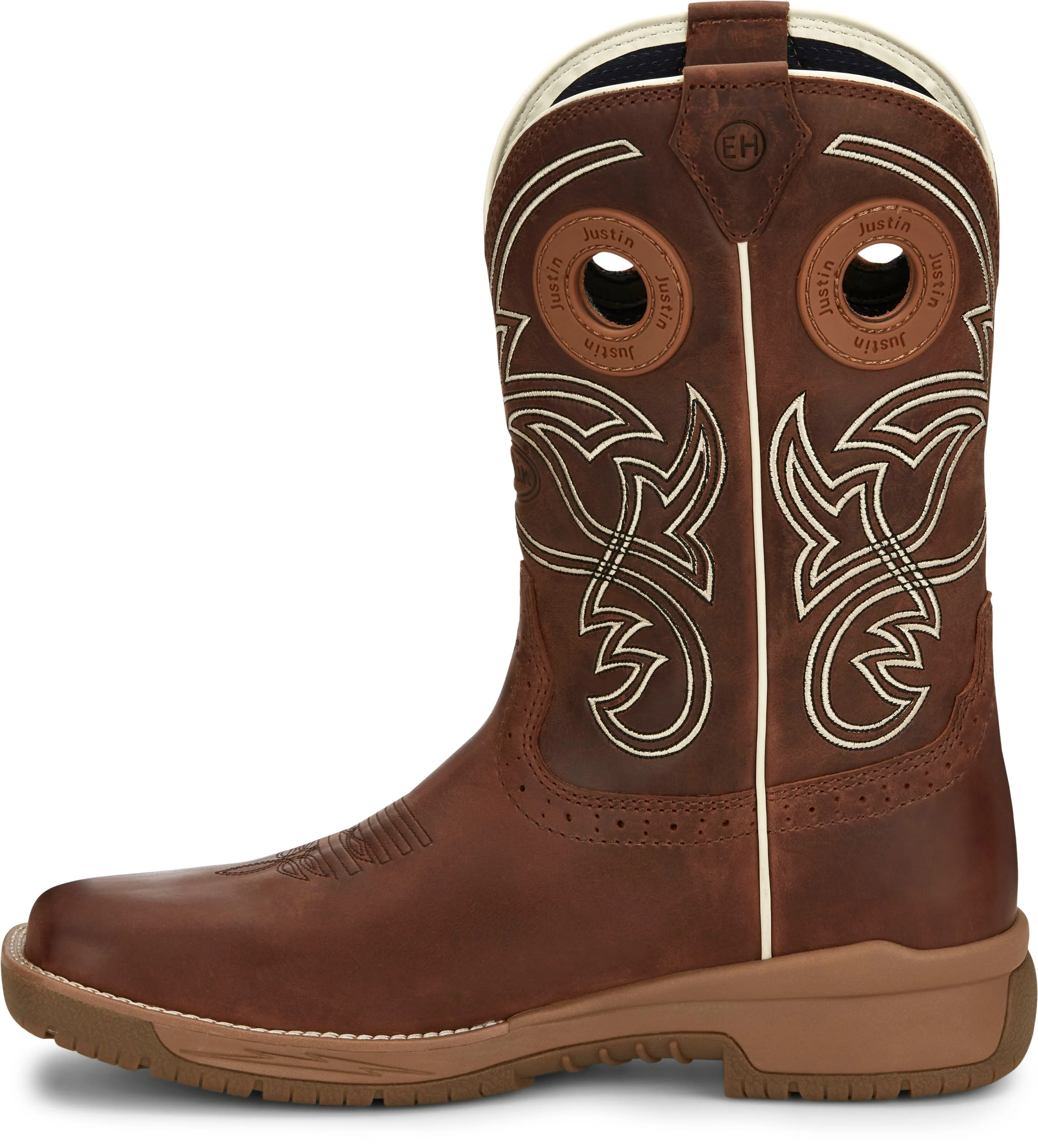 Justin Men's Nitread Spice Brown Waterproof Square Toe Work Boots CR3200 - Image 3
