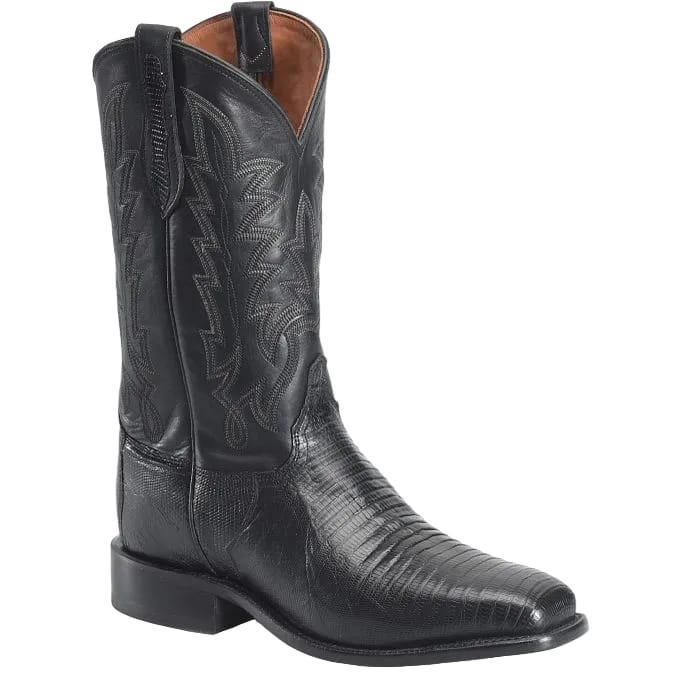 Justin Men's Obsidian Black Reposado Lizard Exotic Cowboy Boots GR5331