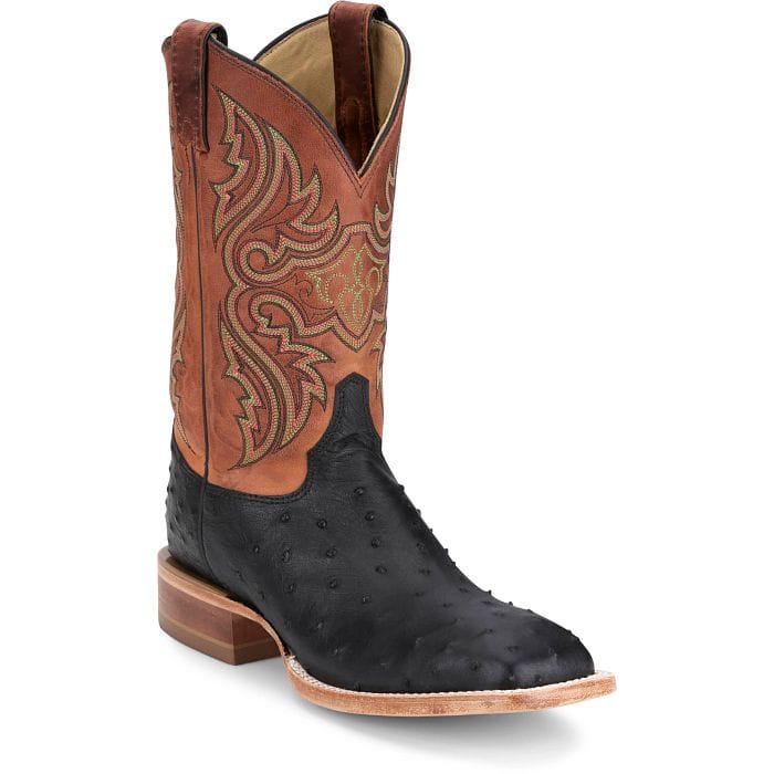 Justin Men's Shadow Black Moseley Full Quill Ostrich Exotic Boots JE5173