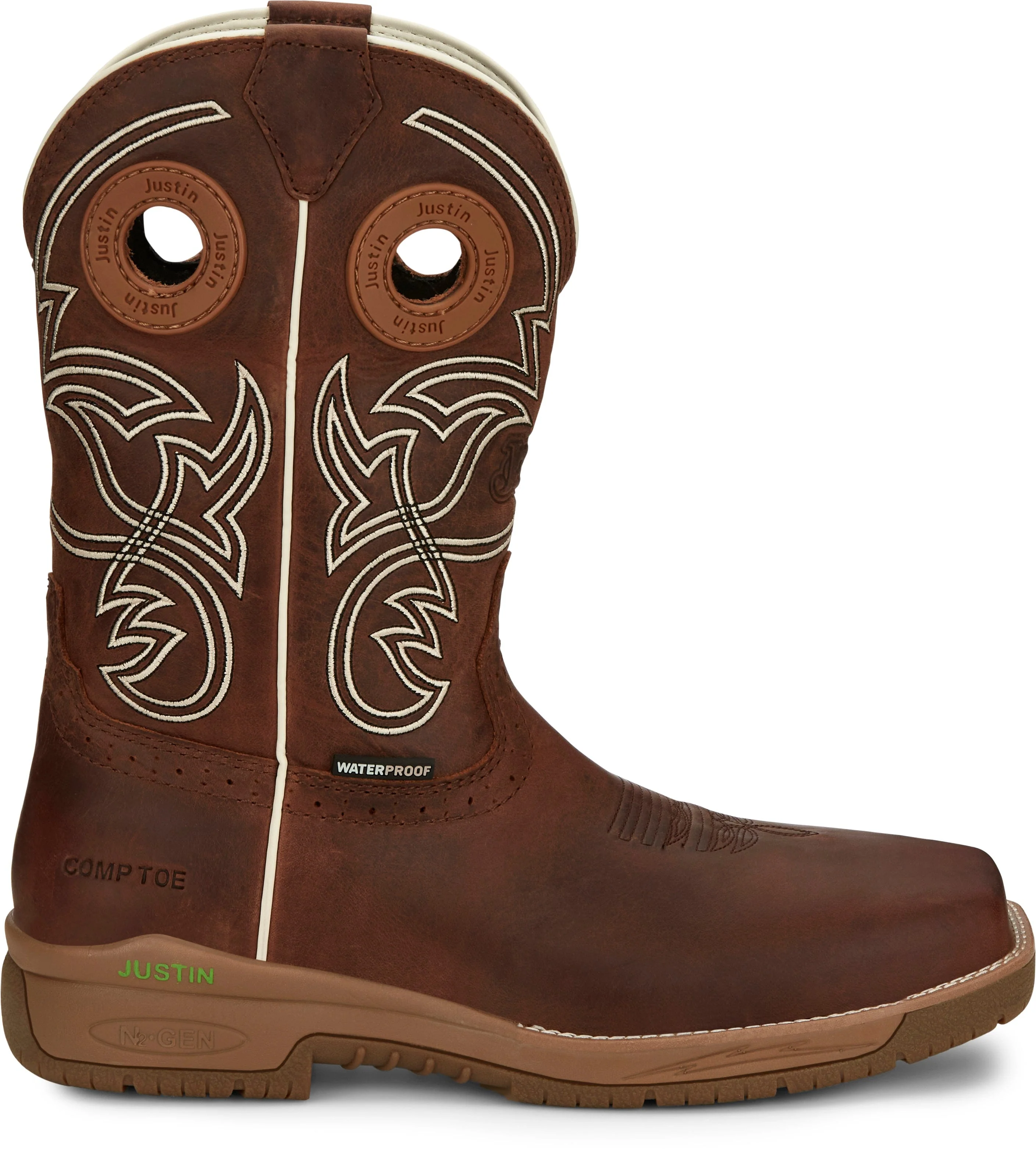 Justin Men's Spice Brown Nano Composite Toe Waterproof Work Boots CR3201 - Image 4