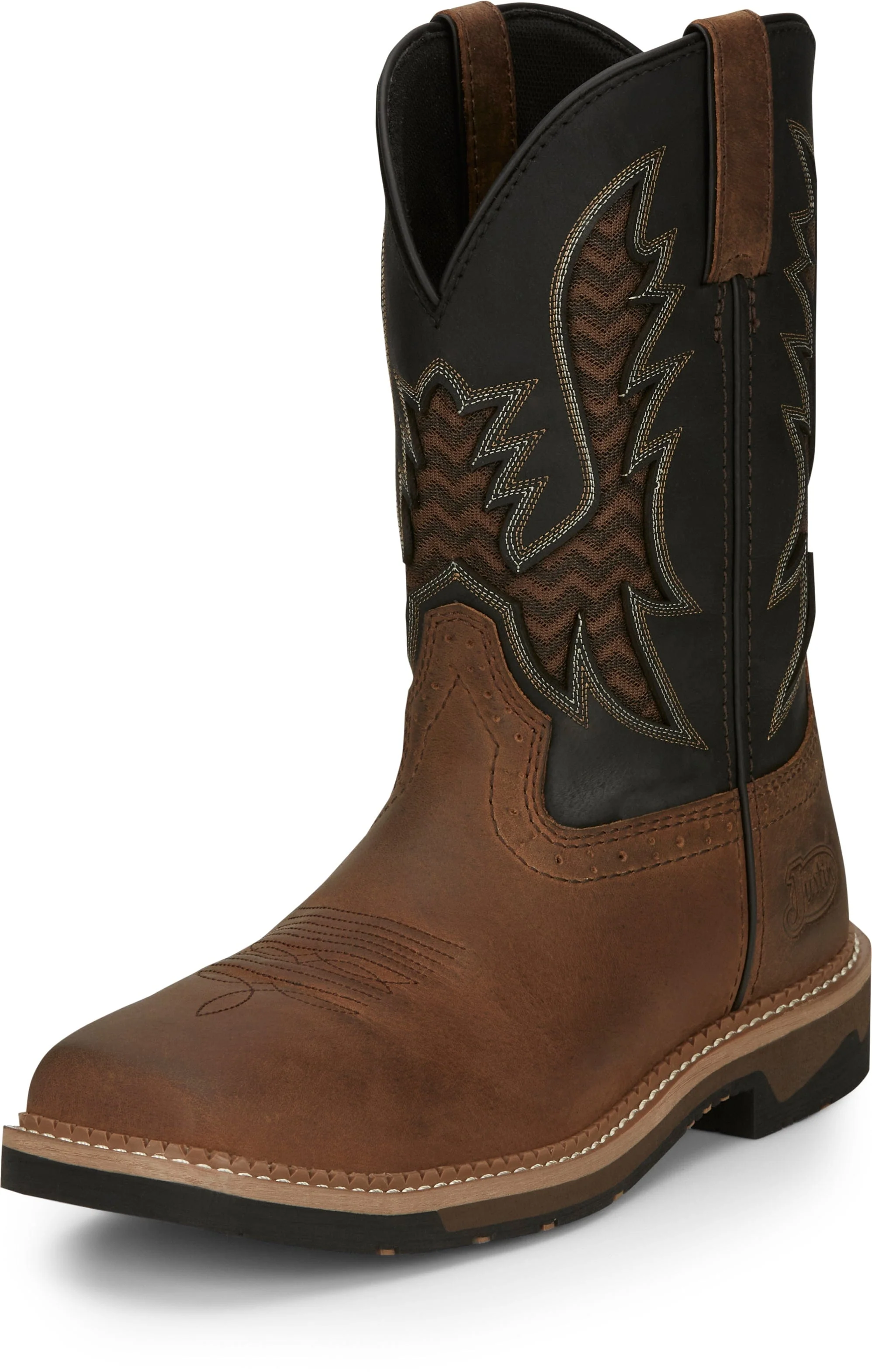 Justin Men's Stampede Bolt Brown Square Toe Work Boots SE4112 - Image 2