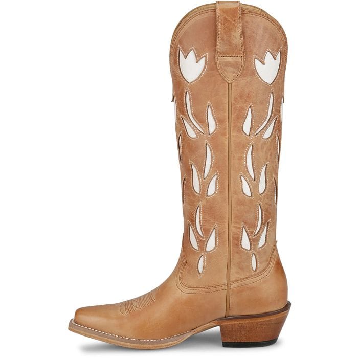 Justin Women's Antique Tan May Floral Inlay Western Boots VN4456 - Image 4
