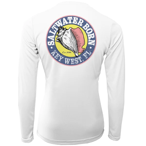Key West, FL "Crabby But Cute" Girl's Long Sleeve UPF 50+ Dry-Fit Shirt - Image 2
