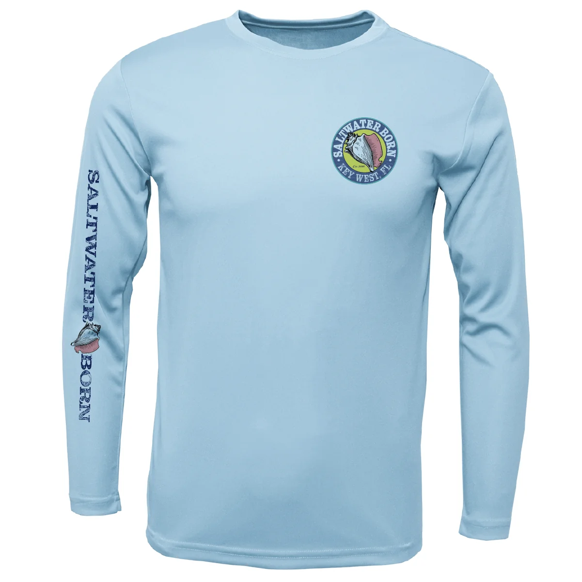 Key West, FL Saltwater Born Circle Logo Boy's Long Sleeve UPF 50+ Dry-Fit Shirt - Image 3