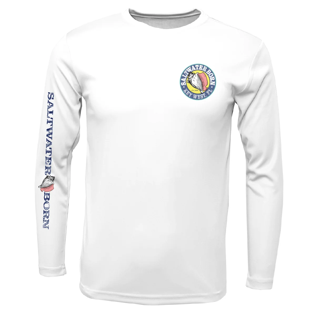 Key West, FL Saltwater Born Circle Logo Clean Long Sleeve UPF 50+ Dry-Fit Shirt - Image 3
