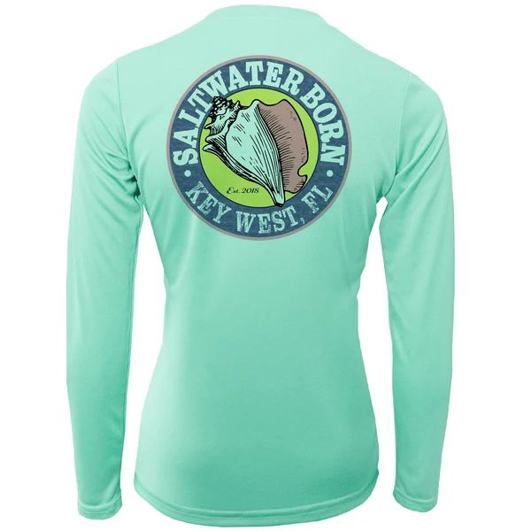 Key West, FL "Saltwater Heals Everything" Girl's Long Sleeve UPF 50+ Dry-Fit Shirt - Image 8
