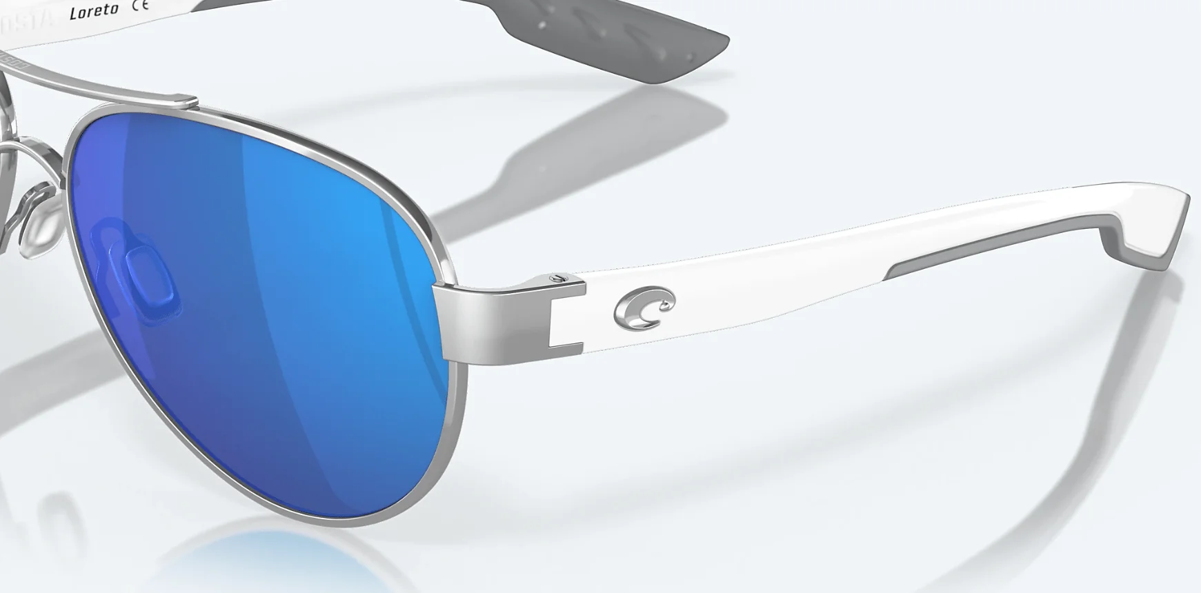 Costa Del Mar Loreto Palladium White Temples Frame/Blue Mirror Glass Lens Sunglasses - Image 3