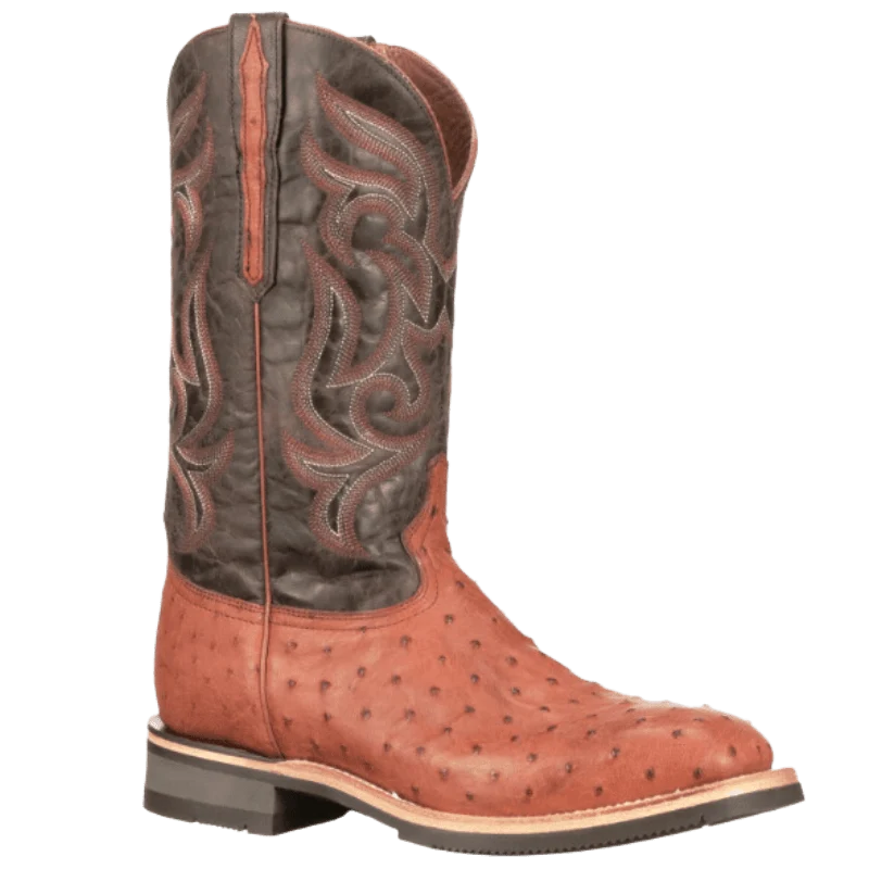 Lucchese Men's Rowdy Cognac/Brown Full Quill Ostrich Horseman Barn Boots M4553.WF