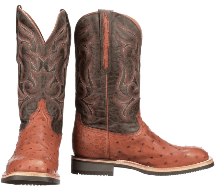 Lucchese Men's Rowdy Cognac/Brown Full Quill Ostrich Horseman Barn Boots M4553.WF - Image 6