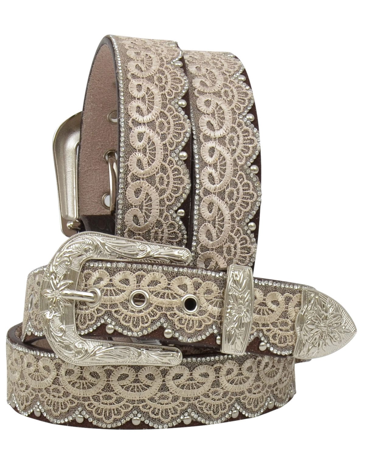 M&F Western Women's Brown Beaded Overlay Rhinestone Belt DA3650 - Image 2