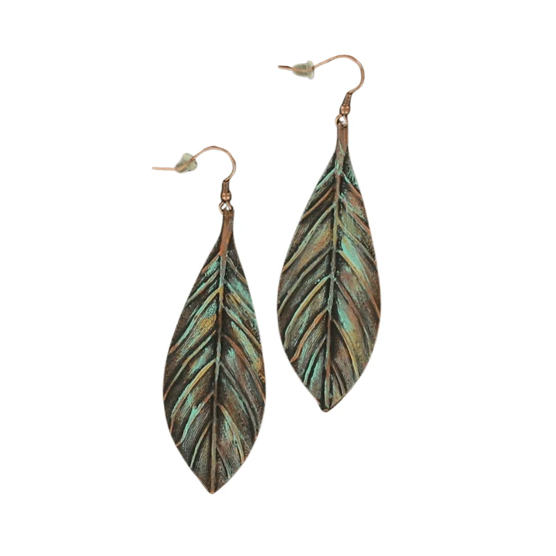 M&F Western Women's Feather Drop Earrings 30836