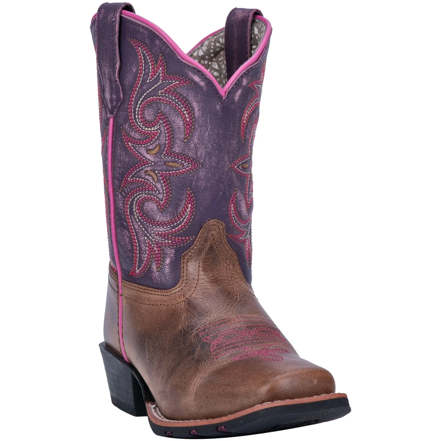 Dan Post Youth Majesty Brown/Purple Leather Cowboy Boots DPC3947
