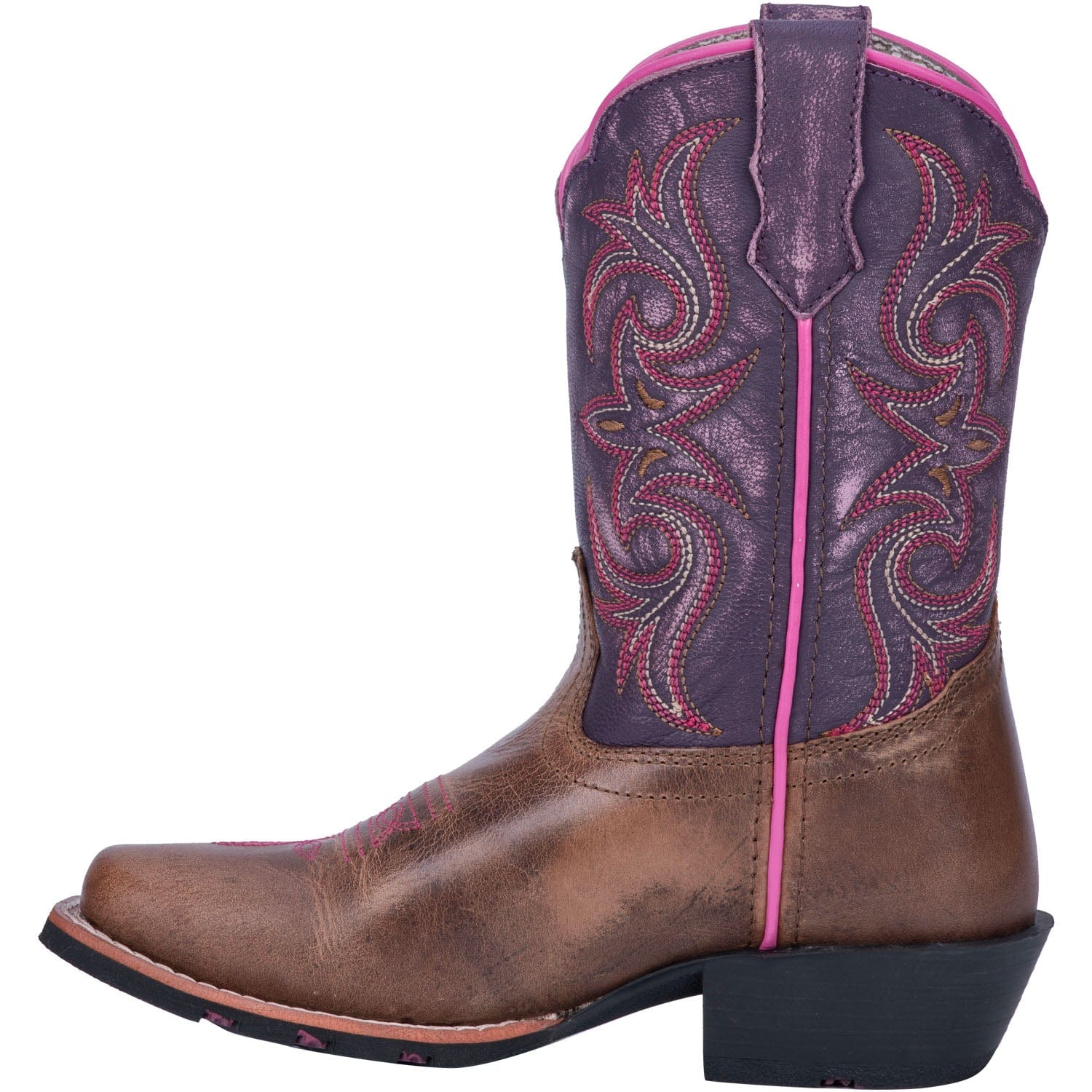 Dan Post Youth Majesty Brown/Purple Leather Cowboy Boots DPC3947 - Image 2