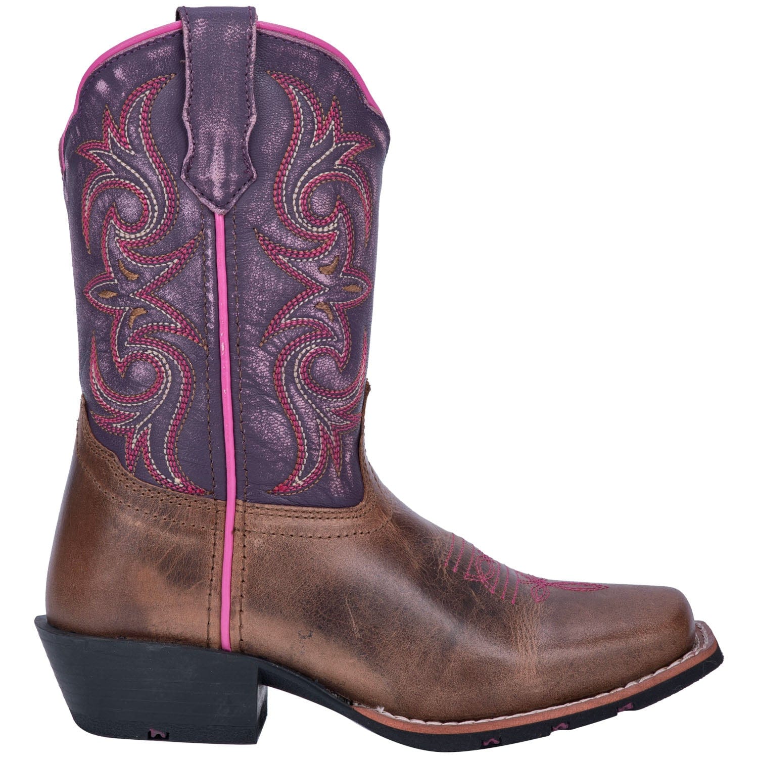 Dan Post Youth Majesty Brown/Purple Leather Cowboy Boots DPC3947 - Image 7