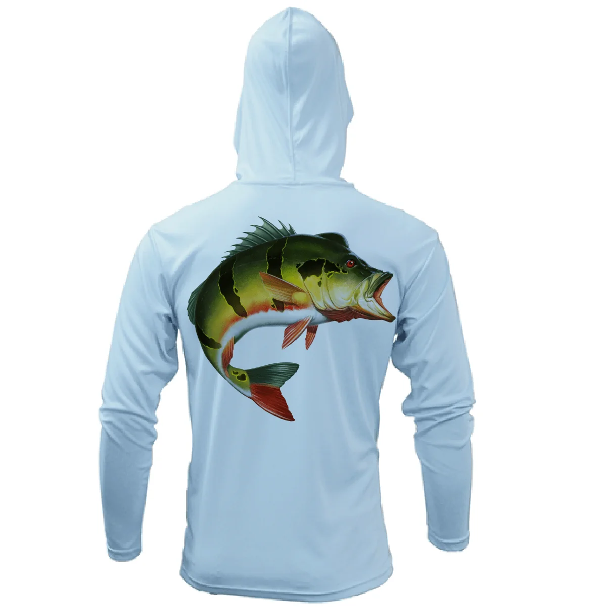Miami, FL Freshwater Born Peacock Bass Men's Long Sleeve UPF 50+ Dry-Fit Hoodie - Image 3