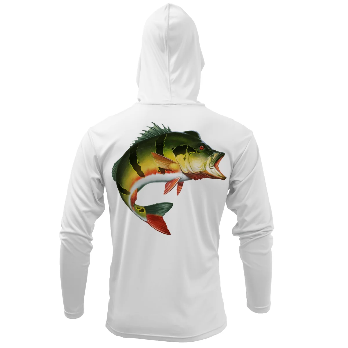 Miami, FL Freshwater Born Peacock Bass Men's Long Sleeve UPF 50+ Dry-Fit Hoodie - Image 9