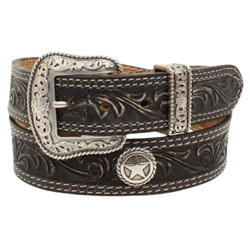 Nocona Men's San Antonio USA Circle Stars Leather Black Belt N2300601