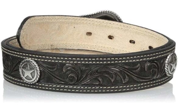 Nocona Men's San Antonio USA Circle Stars Leather Black Belt N2300601 - Image 2