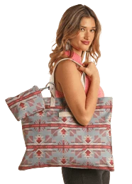 Panhandle Sky Blue Printed Bag with Woven Strap BU43X02651