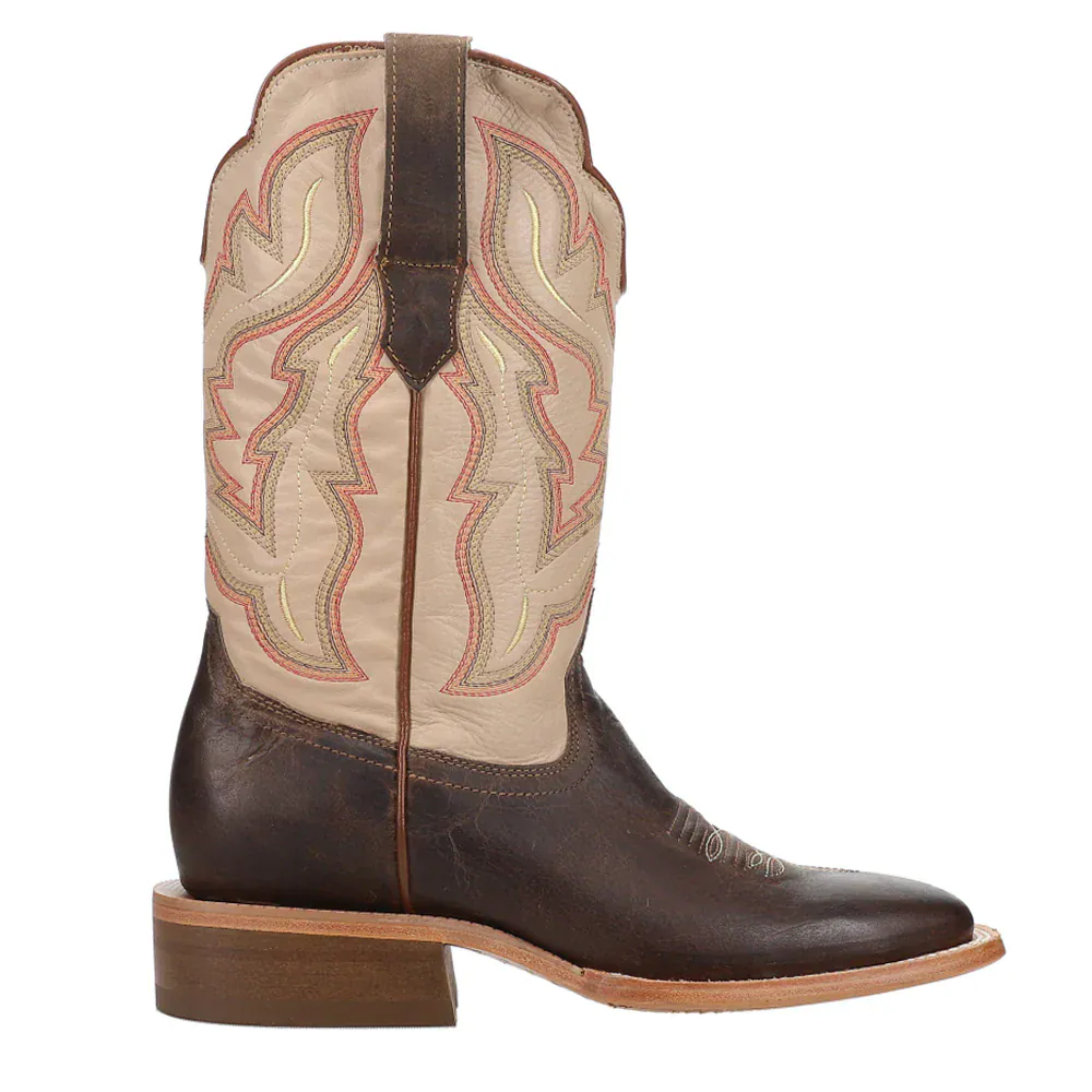 R Watson RW Ranch Women's Ivory & Mad Brown Cowboy Boots WRL0006-2 - Image 3