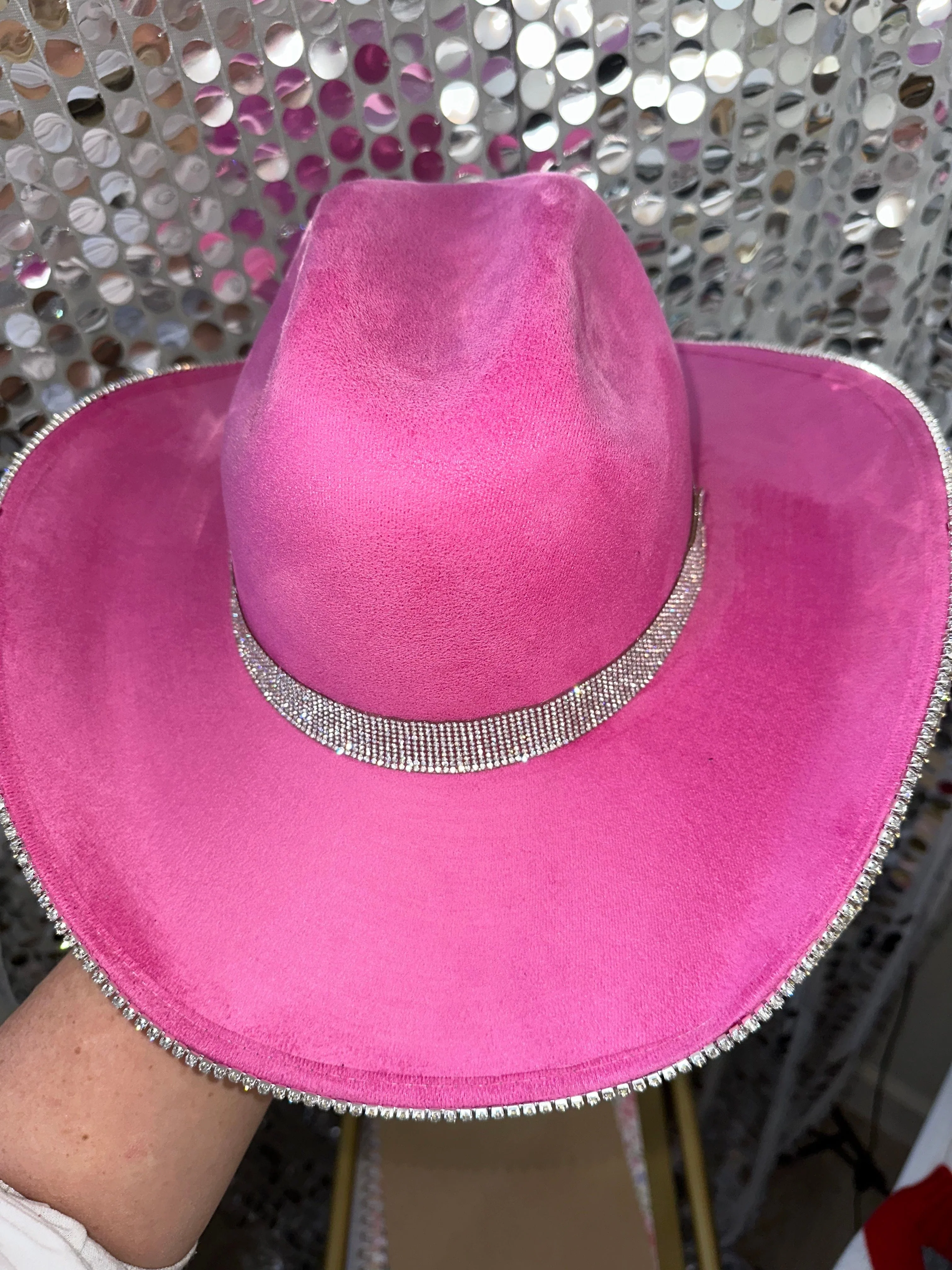Rhinestone Cowgirl Women's Barbie Pink Hat & Crystal Cowgirl Hat - Image 3