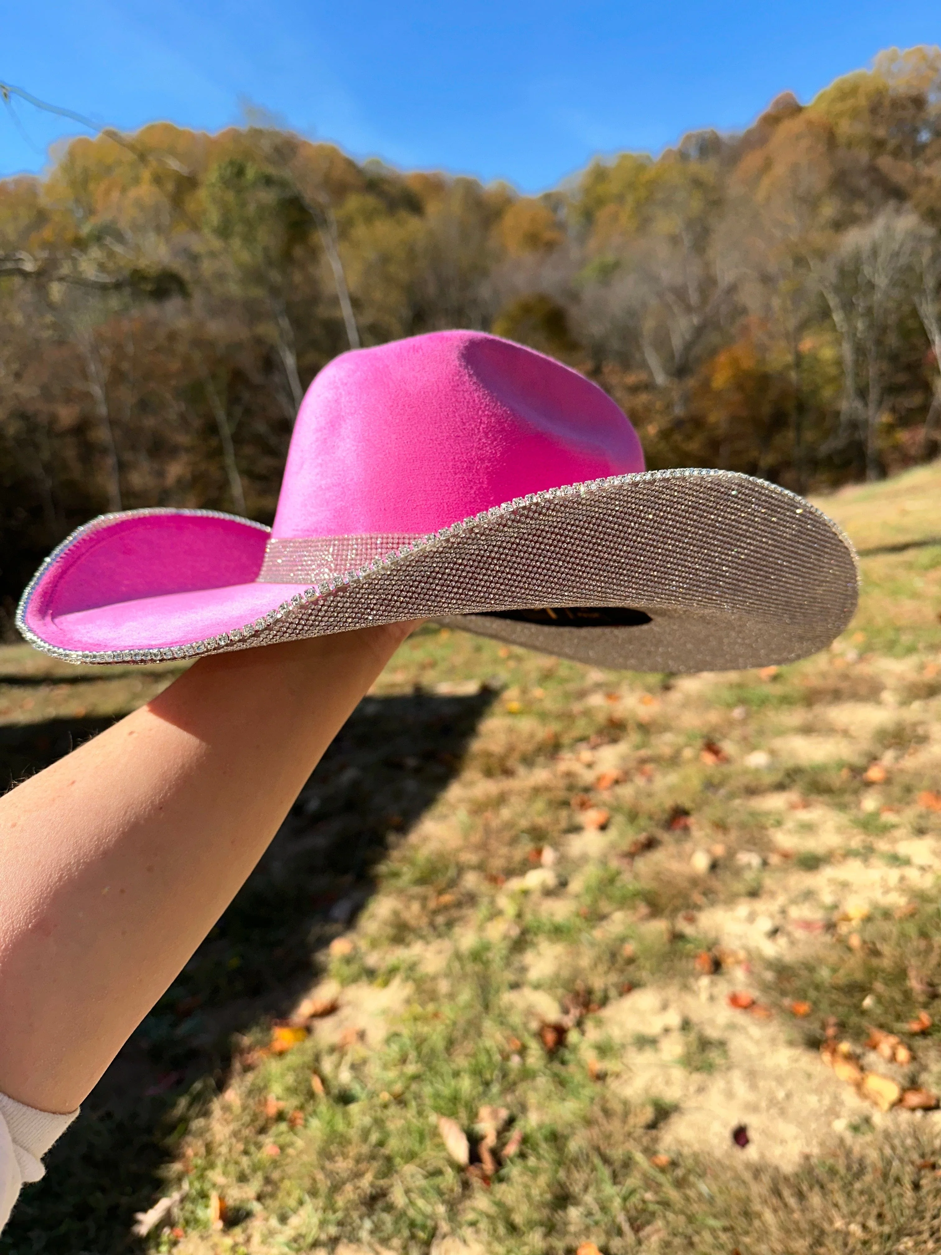 Rhinestone Cowgirl Women's Barbie Pink Hat & Crystal Cowgirl Hat - Image 4