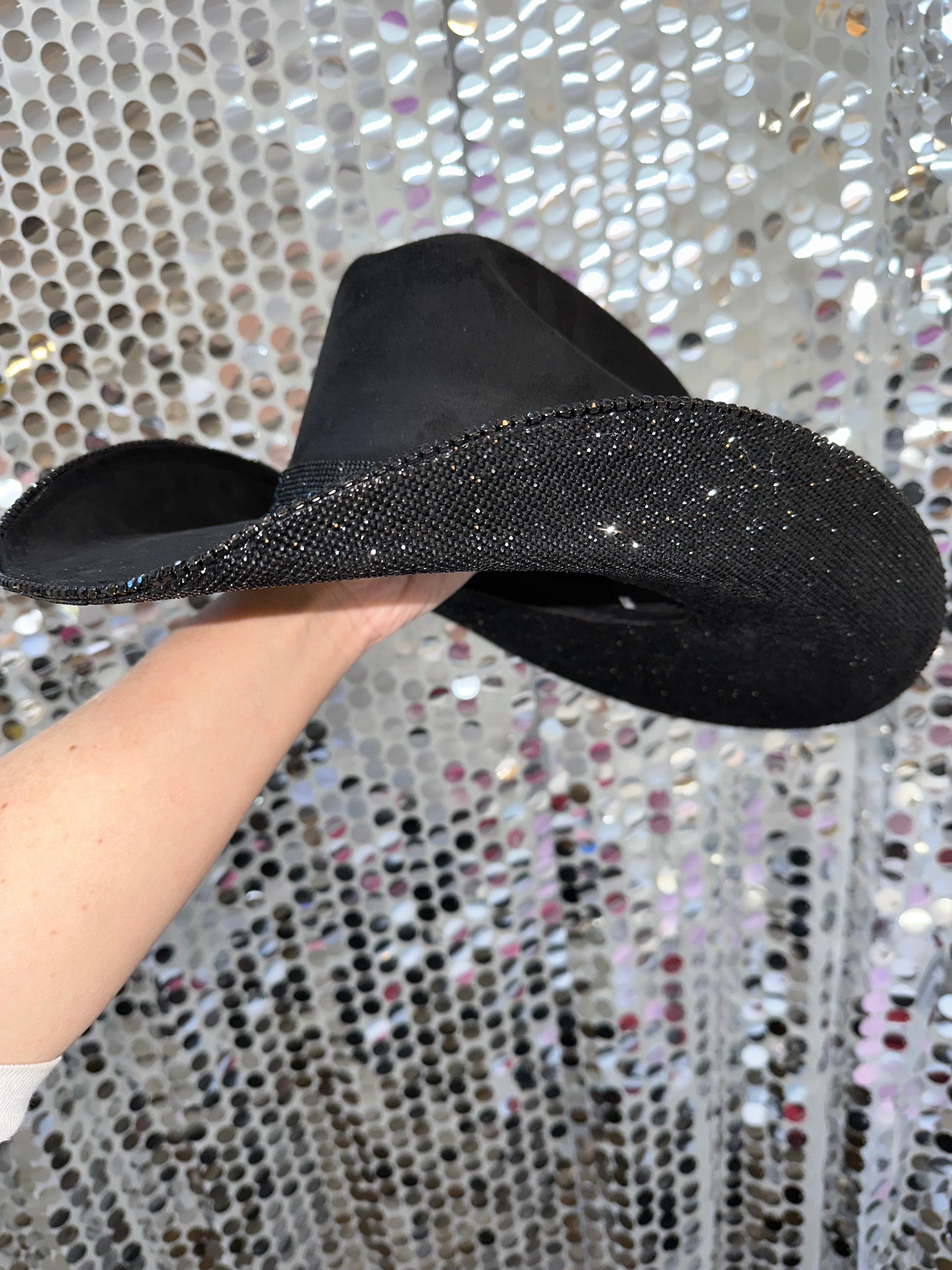 Rhinestone Cowgirl Women's Black Suede & Rhinestone Cowgirl Hat