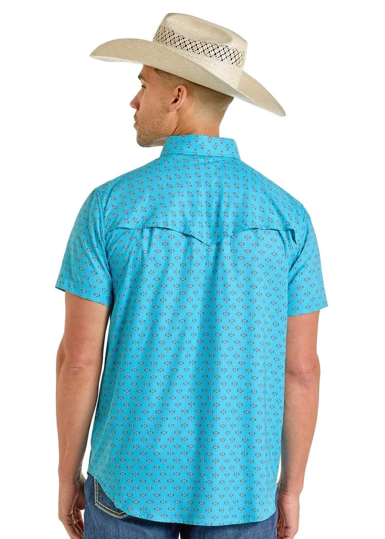 Rock and Roll Men's Tek Western Mini Aztec Short Sleeve Shirt BMN3S06423 - Image 2